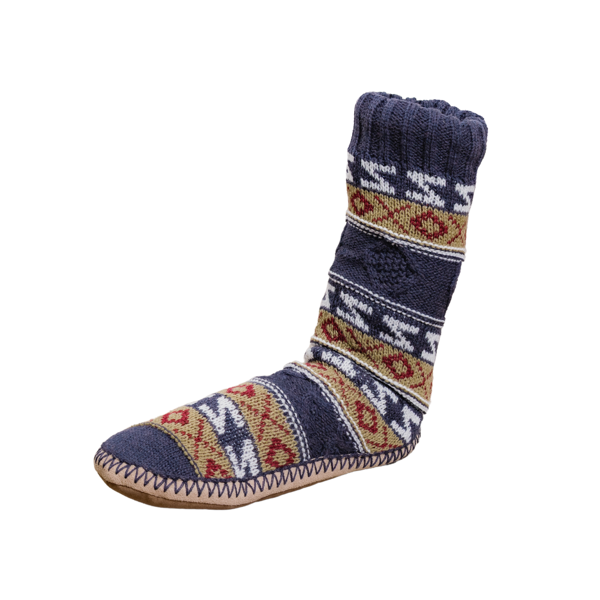 Slipper Socks - Navy Pattern
